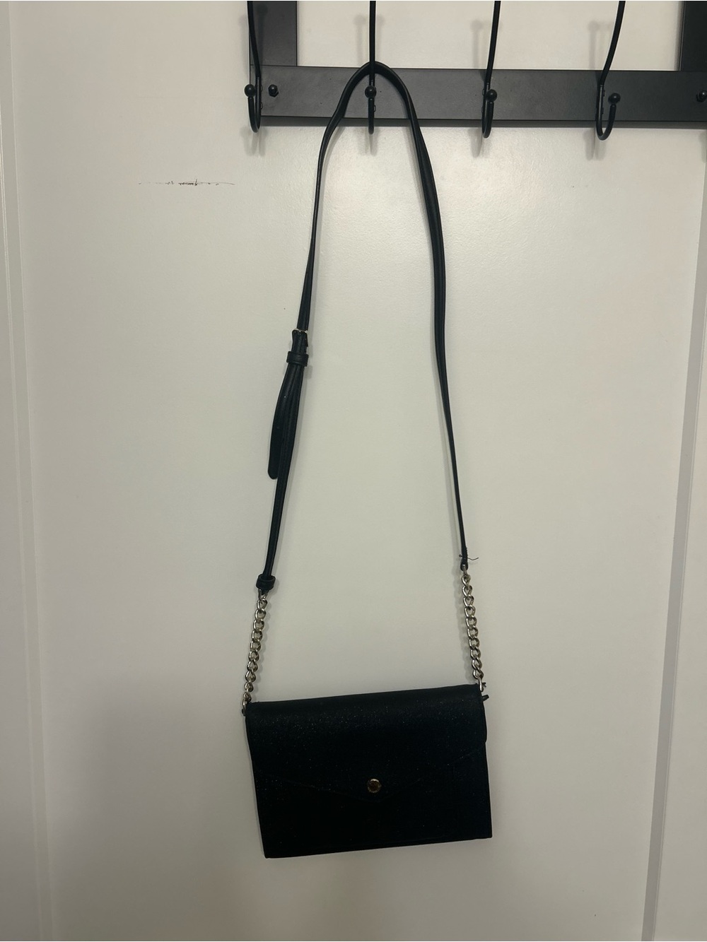 Kate Spade Black Tinsel Strap Glitter Crossbody Bb Bag